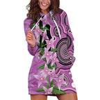 Australia Boronia Hoodie Dress Aussie Native Flowers Indigenous Art - Aussie Hoodie