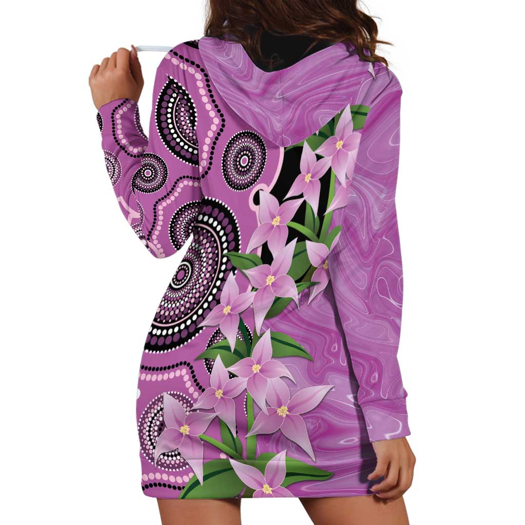 Australia Boronia Hoodie Dress Aussie Native Flowers Indigenous Art - Aussie Hoodie