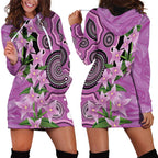 Australia Boronia Hoodie Dress Aussie Native Flowers Indigenous Art - Aussie Hoodie