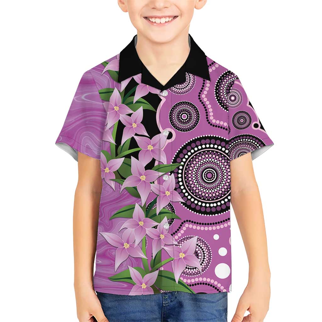 Australia Boronia Kid Hawaiian Shirt Aussie Native Flowers Indigenous Art - Aussie Hoodie