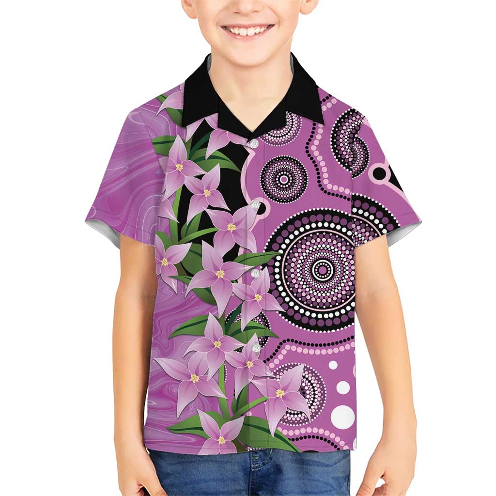 Australia Boronia Kid Hawaiian Shirt Aussie Native Flowers Indigenous Art - Aussie Hoodie
