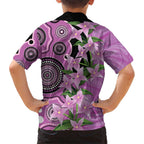 Australia Boronia Kid Hawaiian Shirt Aussie Native Flowers Indigenous Art - Aussie Hoodie
