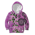 Australia Boronia Kid Hoodie Aussie Native Flowers Indigenous Art - Aussie Hoodie