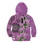 Australia Boronia Kid Hoodie Aussie Native Flowers Indigenous Art - Aussie Hoodie