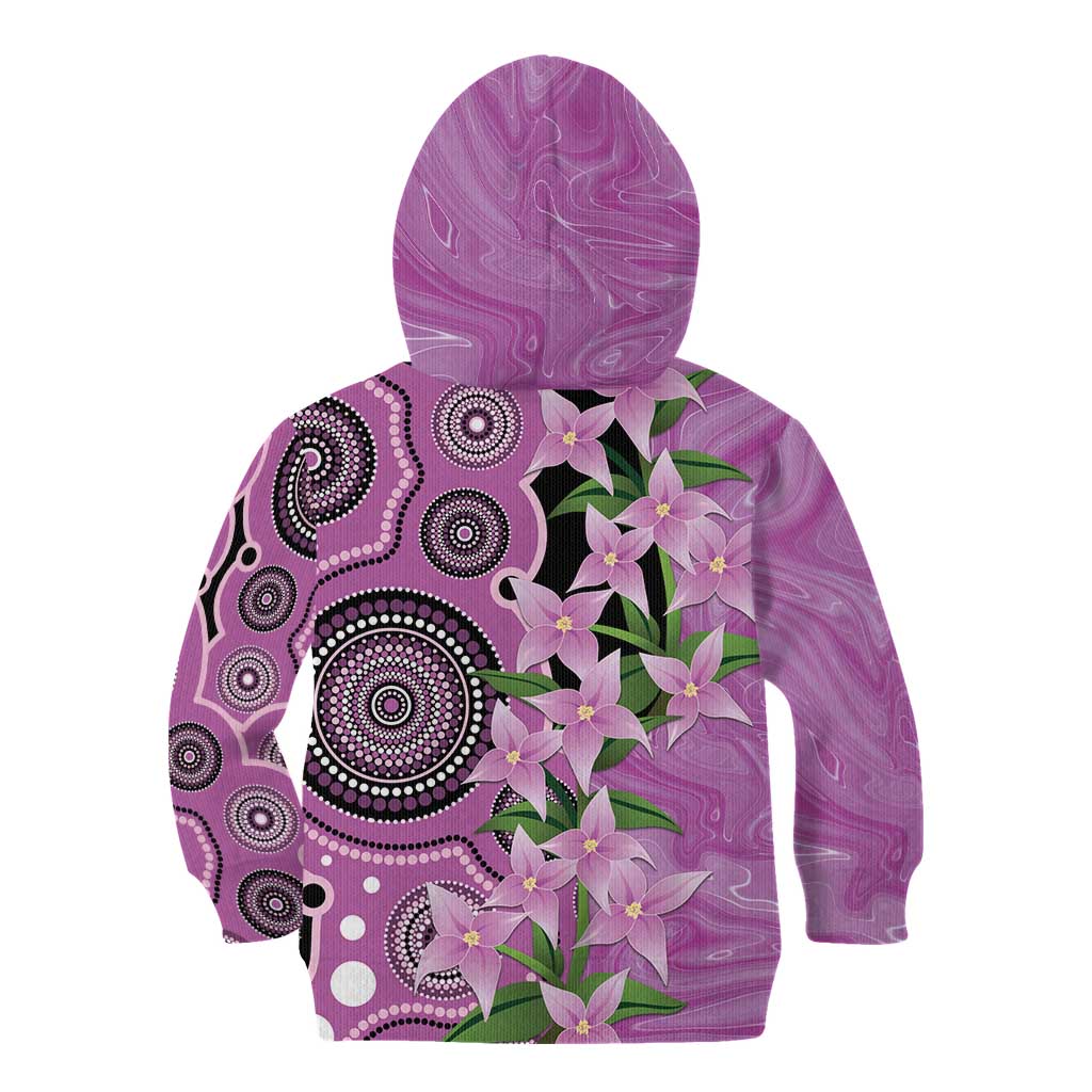 Australia Boronia Kid Hoodie Aussie Native Flowers Indigenous Art - Aussie Hoodie