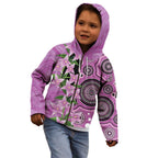 Australia Boronia Kid Hoodie Aussie Native Flowers Indigenous Art - Aussie Hoodie