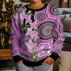 Australia Boronia Kid Ugly Christmas Sweater Aussie Native Flowers Indigenous Art - Aussie Hoodie