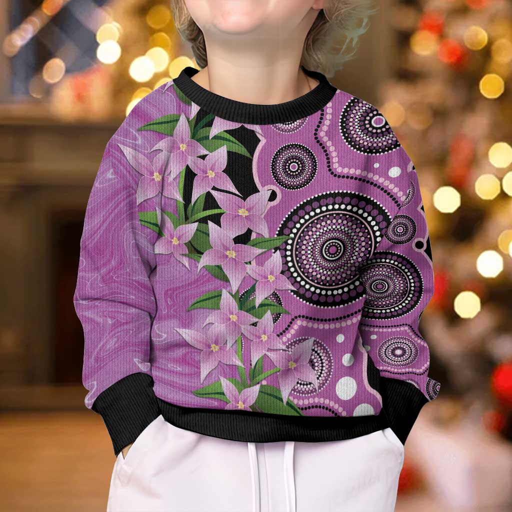 Australia Boronia Kid Ugly Christmas Sweater Aussie Native Flowers Indigenous Art - Aussie Hoodie