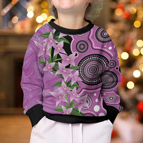 Australia Boronia Kid Ugly Christmas Sweater Aussie Native Flowers Indigenous Art - Aussie Hoodie