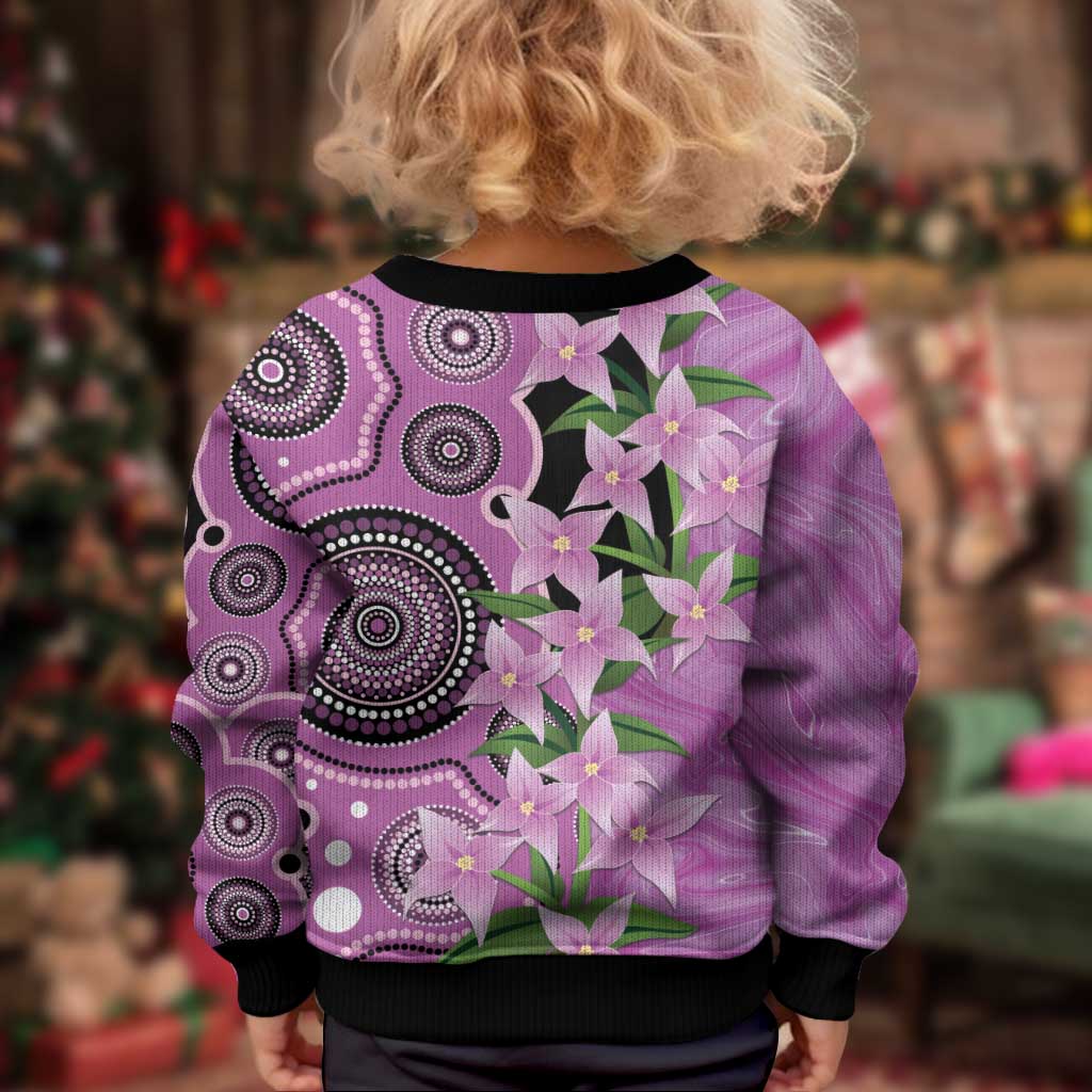 Australia Boronia Kid Ugly Christmas Sweater Aussie Native Flowers Indigenous Art - Aussie Hoodie