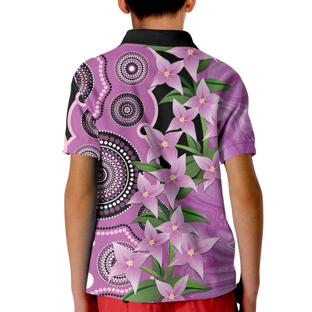 Australia Boronia Kid Polo Shirt Aussie Native Flowers Indigenous Art - Aussie Hoodie