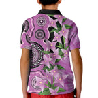 Australia Boronia Kid Polo Shirt Aussie Native Flowers Indigenous Art - Aussie Hoodie
