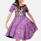 Australia Boronia Kid Short Sleeve Dress Aussie Native Flowers Indigenous Art - Aussie Hoodie