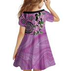 Australia Boronia Kid Short Sleeve Dress Aussie Native Flowers Indigenous Art - Aussie Hoodie