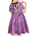Australia Boronia Kid Short Sleeve Dress Aussie Native Flowers Indigenous Art - Aussie Hoodie
