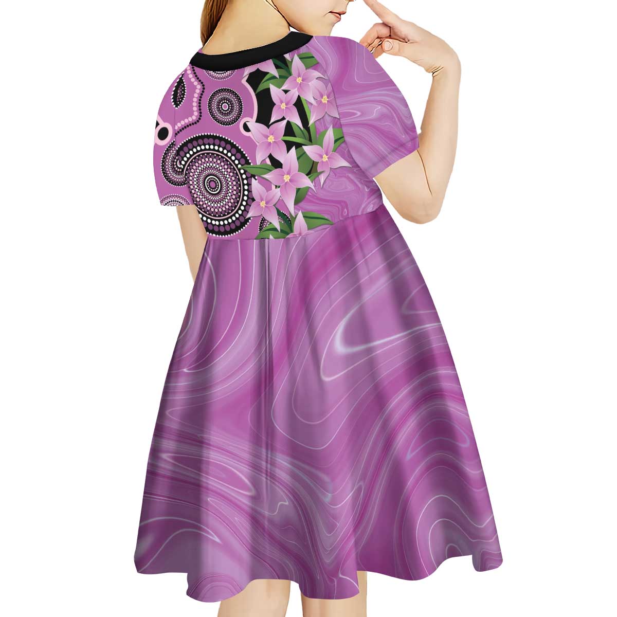 Australia Boronia Kid Short Sleeve Dress Aussie Native Flowers Indigenous Art - Aussie Hoodie