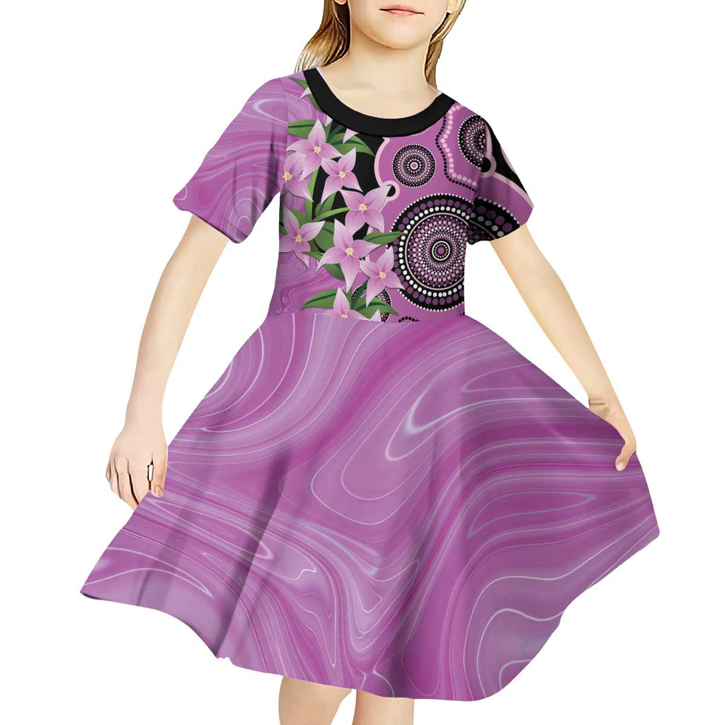 Australia Boronia Kid Short Sleeve Dress Aussie Native Flowers Indigenous Art - Aussie Hoodie