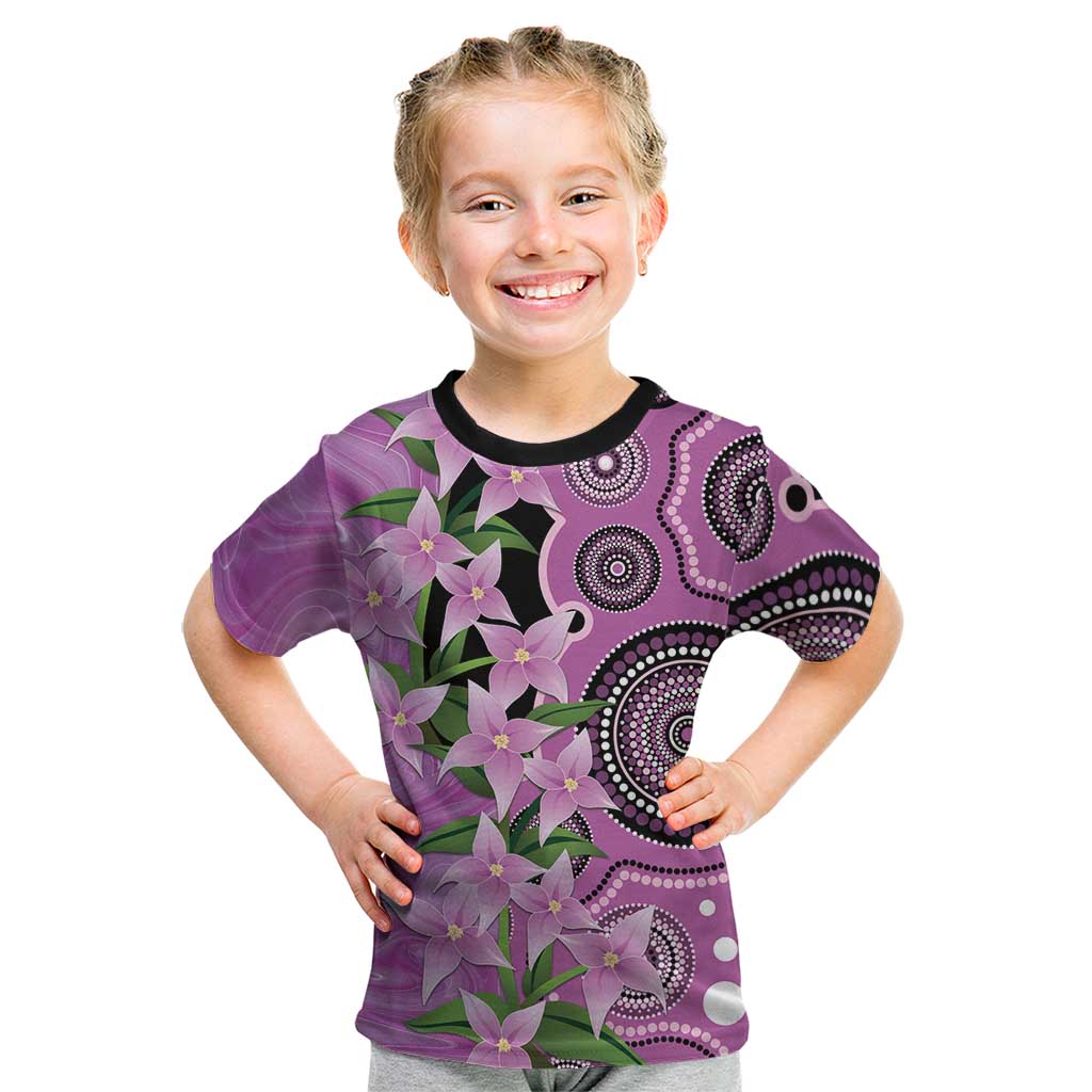 Australia Boronia Kid T Shirt Aussie Native Flowers Indigenous Art - Aussie Hoodie