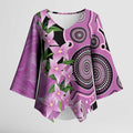 Australia Boronia Kimono Sleeve Blouse Aussie Native Flowers Indigenous Art - Aussie Hoodie