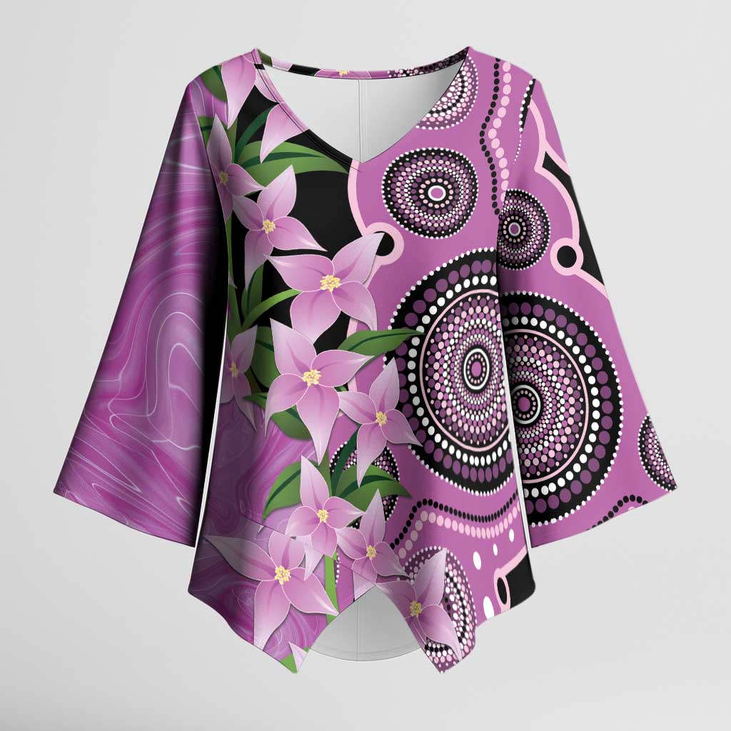 Australia Boronia Kimono Sleeve Blouse Aussie Native Flowers Indigenous Art - Aussie Hoodie