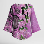 Australia Boronia Kimono Sleeve Blouse Aussie Native Flowers Indigenous Art - Aussie Hoodie