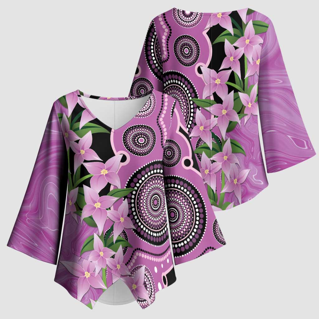 Australia Boronia Kimono Sleeve Blouse Aussie Native Flowers Indigenous Art - Aussie Hoodie