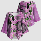 Australia Boronia Kimono Sleeve Blouse Aussie Native Flowers Indigenous Art - Aussie Hoodie
