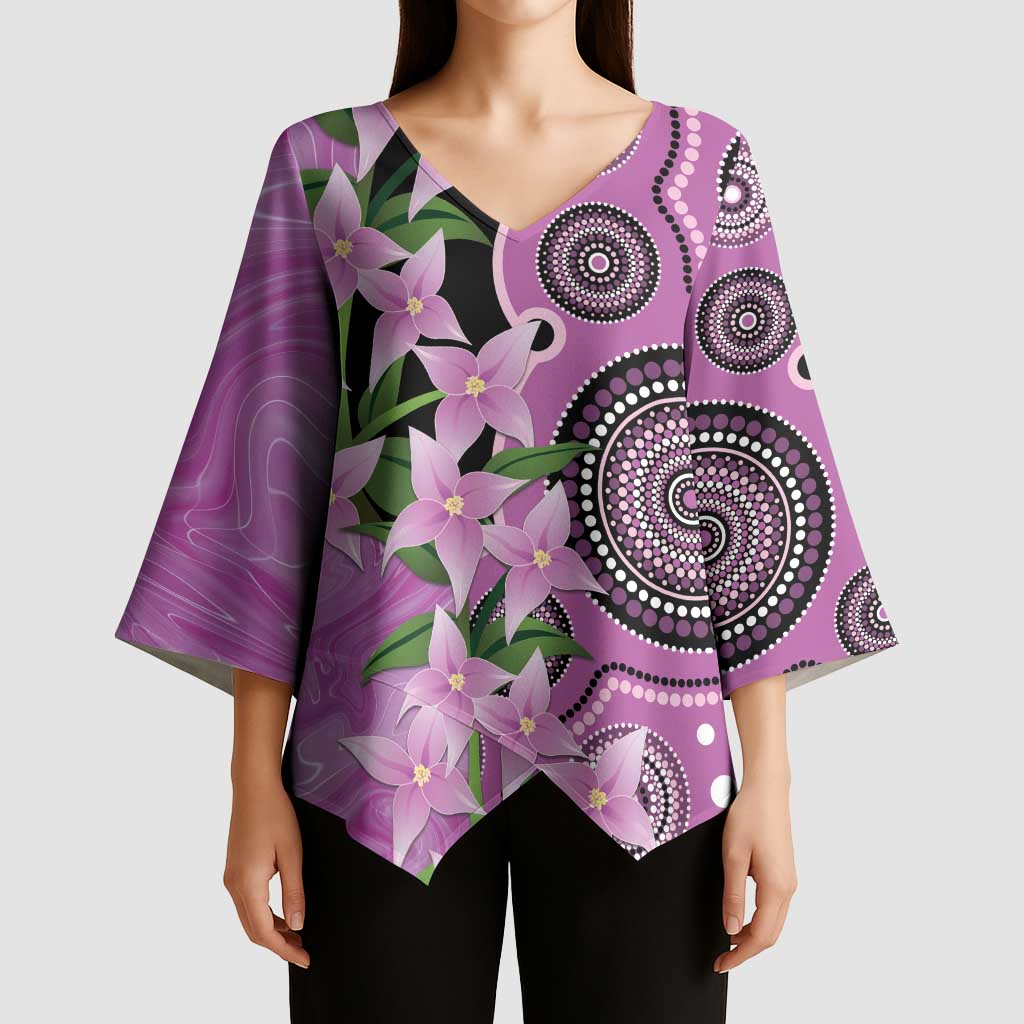 Australia Boronia Kimono Sleeve Blouse Aussie Native Flowers Indigenous Art - Aussie Hoodie