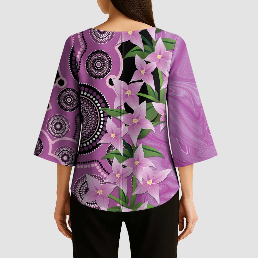 Australia Boronia Kimono Sleeve Blouse Aussie Native Flowers Indigenous Art - Aussie Hoodie