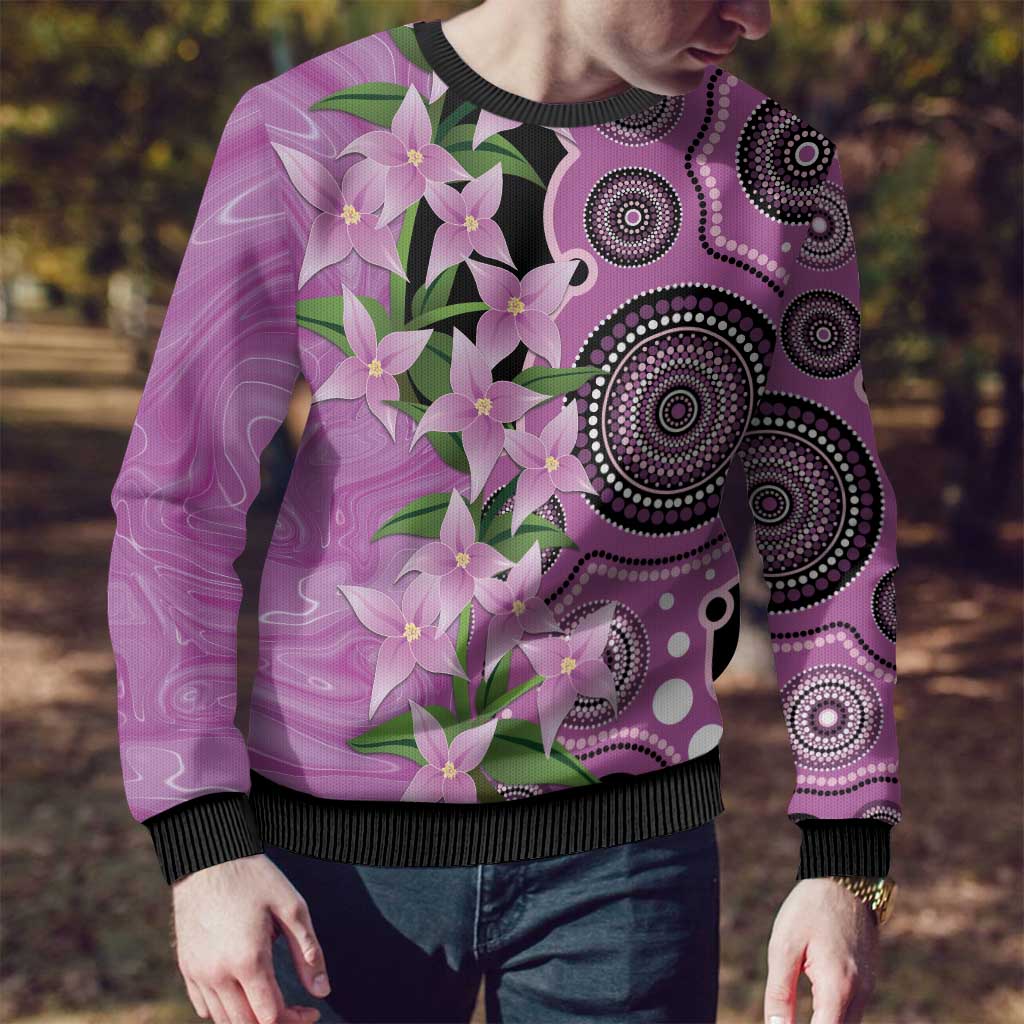 Australia Boronia Ugly Christmas Sweater Aussie Native Flowers Indigenous Art - Aussie Hoodie