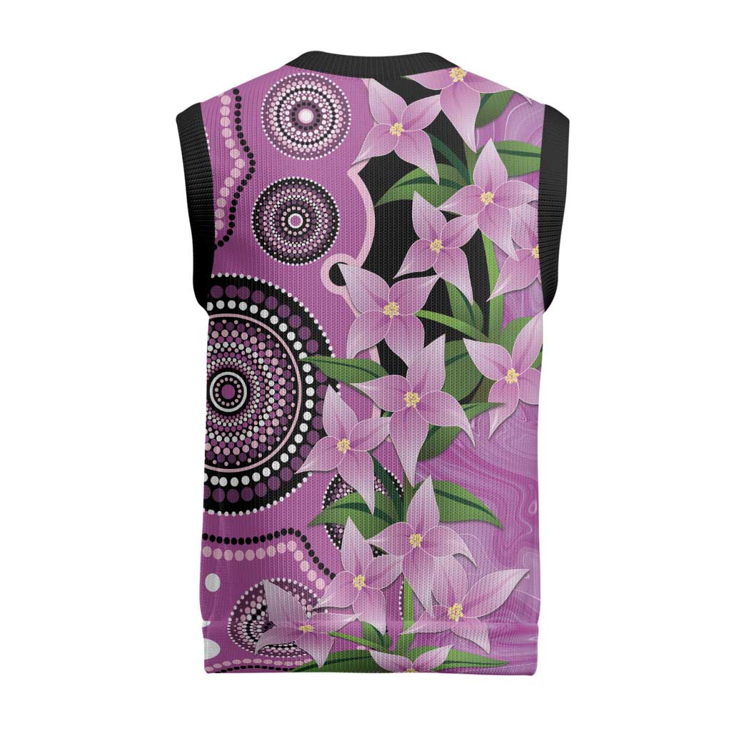 Australia Boronia Christmas Knitted V-Neck Vest Aussie Native Flowers Indigenous Art - Aussie Hoodie