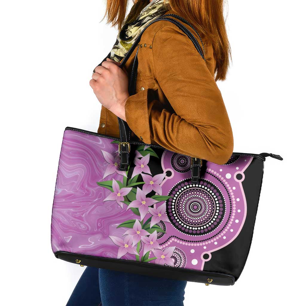 Australia Boronia Leather Tote Bag Aussie Native Flowers Indigenous Art - Aussie Hoodie