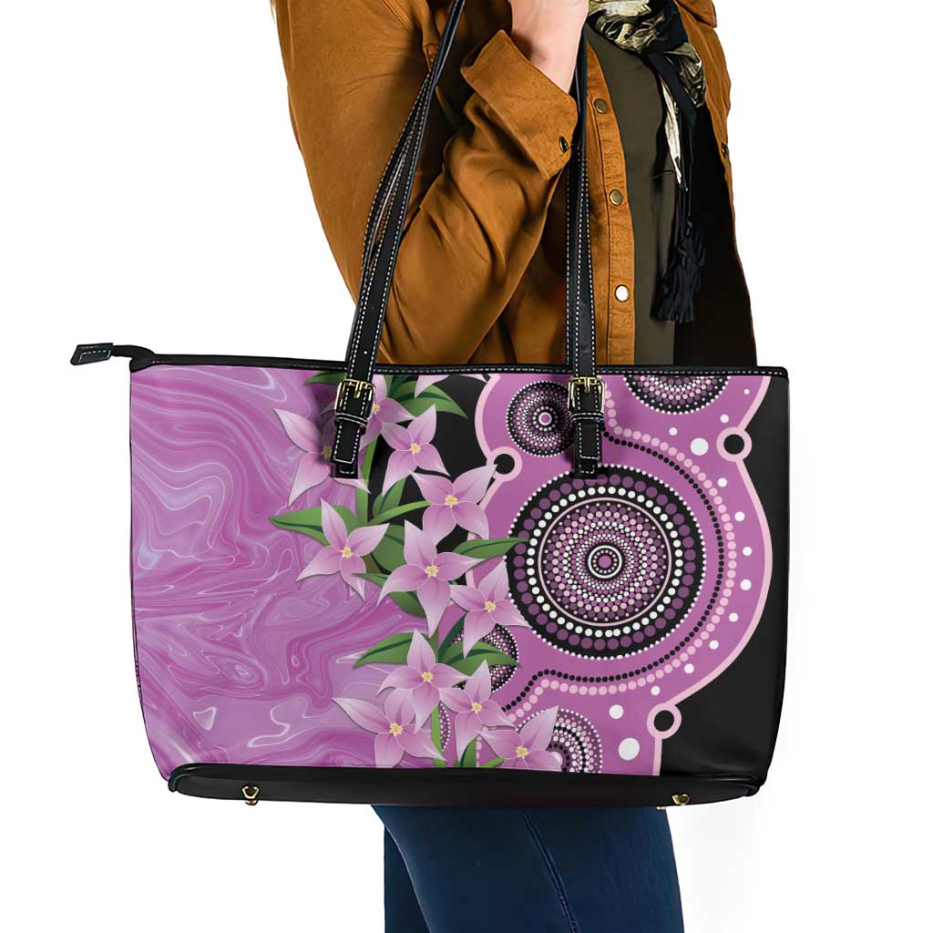 Australia Boronia Leather Tote Bag Aussie Native Flowers Indigenous Art - Aussie Hoodie