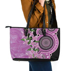 Australia Boronia Leather Tote Bag Aussie Native Flowers Indigenous Art - Aussie Hoodie