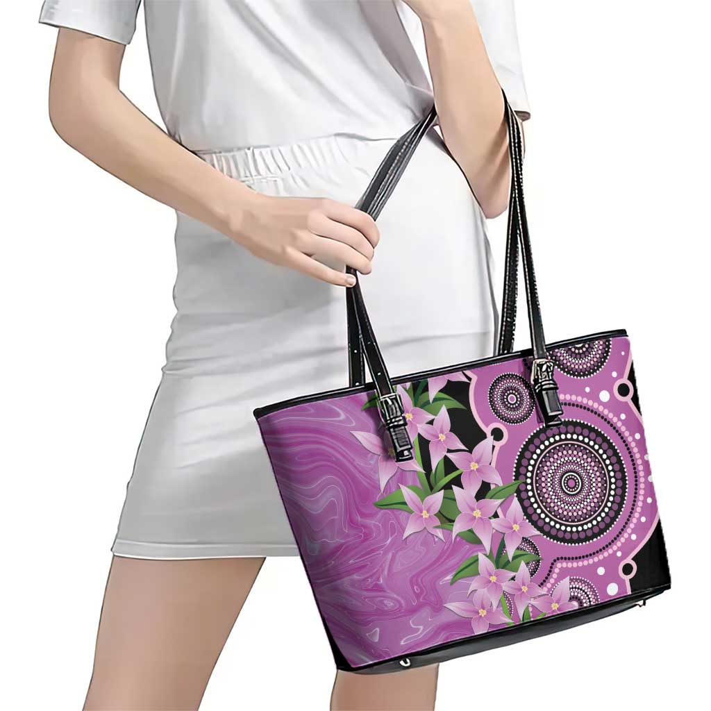 Australia Boronia Leather Tote Bag Aussie Native Flowers Indigenous Art - Aussie Hoodie