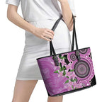 Australia Boronia Leather Tote Bag Aussie Native Flowers Indigenous Art - Aussie Hoodie
