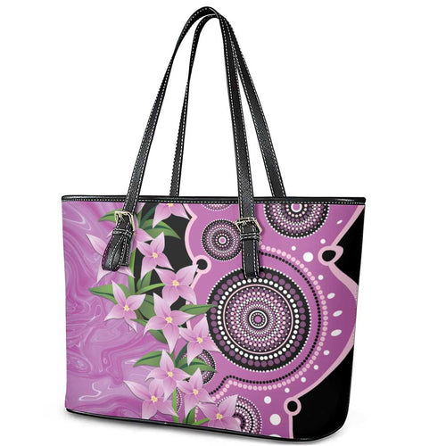 Australia Boronia Leather Tote Bag Aussie Native Flowers Indigenous Art - Aussie Hoodie