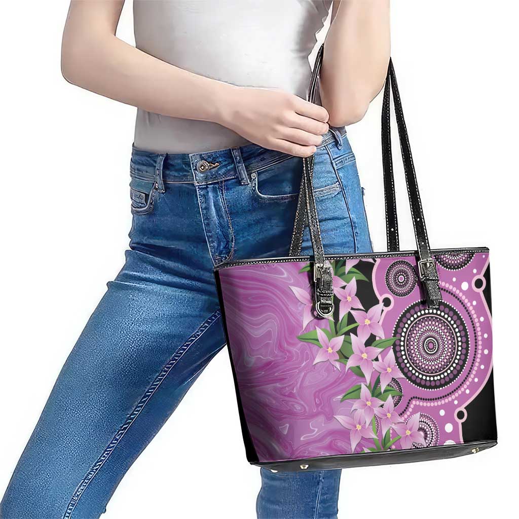 Australia Boronia Leather Tote Bag Aussie Native Flowers Indigenous Art - Aussie Hoodie