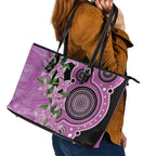 Australia Boronia Leather Tote Bag Aussie Native Flowers Indigenous Art - Aussie Hoodie