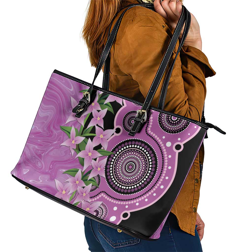 Australia Boronia Leather Tote Bag Aussie Native Flowers Indigenous Art - Aussie Hoodie