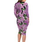Australia Boronia Long Sleeve Bodycon Dress Aussie Native Flowers Indigenous Art - Aussie Hoodie