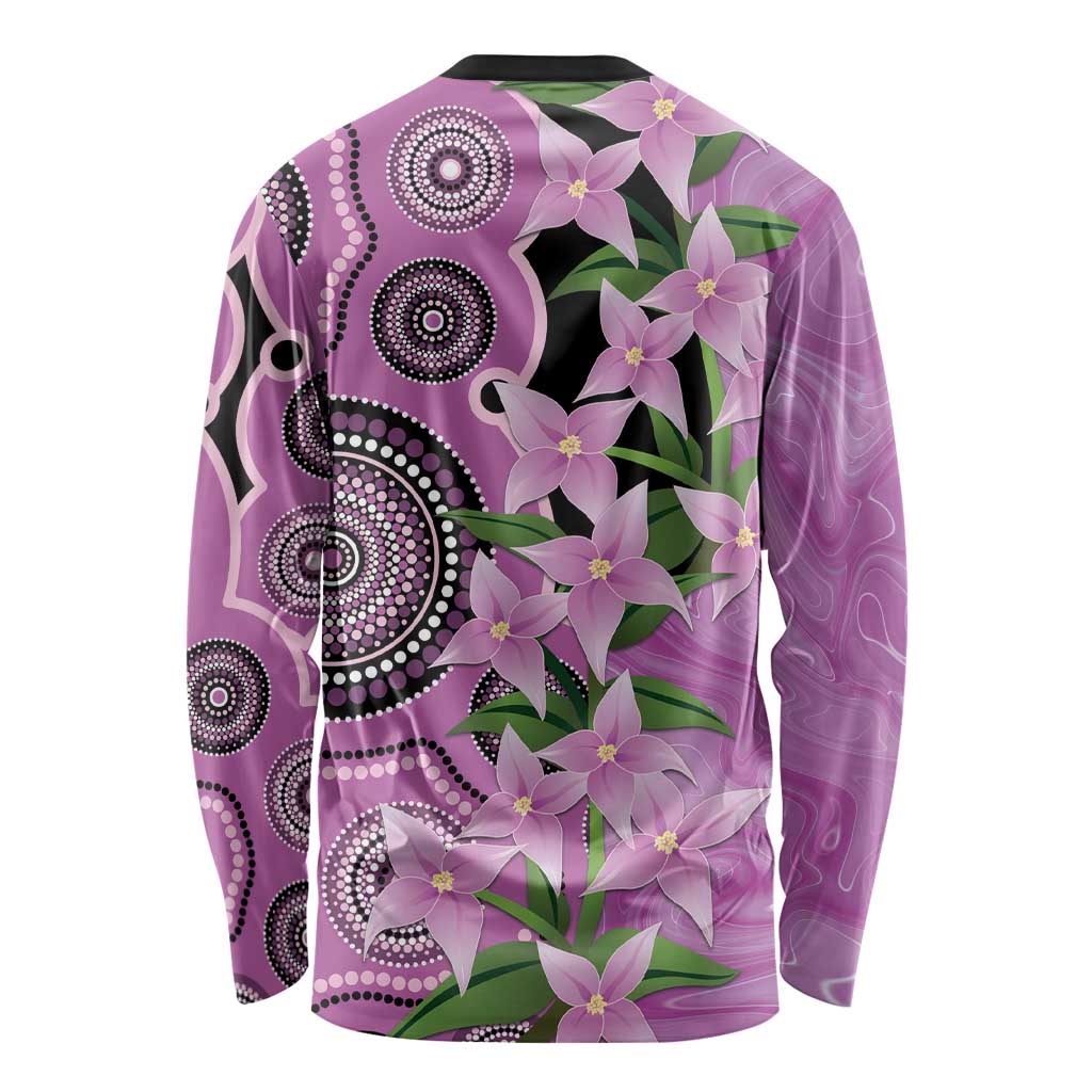 Australia Boronia Long Sleeve Shirt Aussie Native Flowers Indigenous Art - Aussie Hoodie