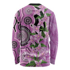 Australia Boronia Long Sleeve Shirt Aussie Native Flowers Indigenous Art - Aussie Hoodie