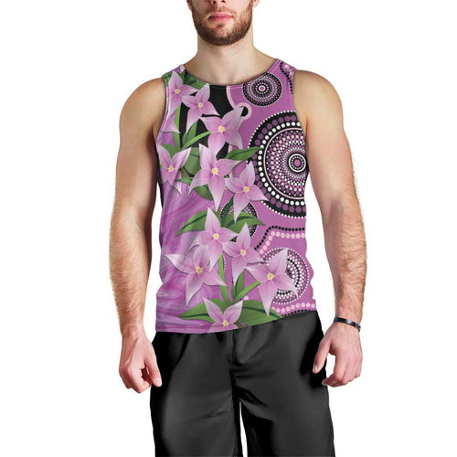 Australia Boronia Men Tank Top Aussie Native Flowers Indigenous Art - Aussie Hoodie