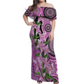 Australia Boronia Off Shoulder Maxi Dress Aussie Native Flowers Indigenous Art - Aussie Hoodie