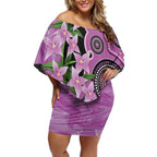 Australia Boronia Off Shoulder Short Dress Aussie Native Flowers Indigenous Art - Aussie Hoodie