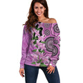 Australia Boronia Off Shoulder Sweater Aussie Native Flowers Indigenous Art - Aussie Hoodie