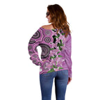 Australia Boronia Off Shoulder Sweater Aussie Native Flowers Indigenous Art - Aussie Hoodie