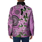 Australia Boronia Padded Jacket Aussie Native Flowers Indigenous Art - Aussie Hoodie