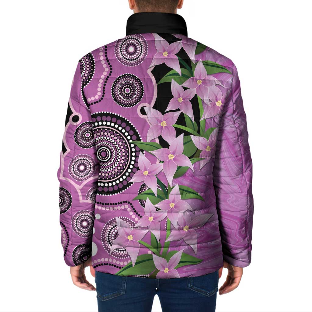 Australia Boronia Padded Jacket Aussie Native Flowers Indigenous Art - Aussie Hoodie